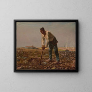 Man with a Hoe - Jean-François Millet — framed artwork on a wall