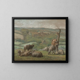 Landscape painting - Jean-François Millet — framed artwork on a wall