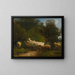 Sheep grazing along a hedge - Jean-François Millet — framed artwork on a wall