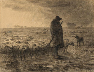 The returning shepherd with his flock - Jean-François Millet — artwork view