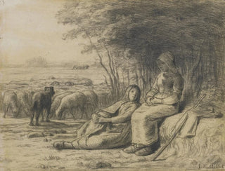 Deux bergères et leur troupeau - Jean-François Millet — artwork view