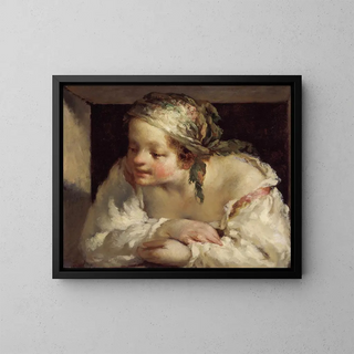 Young woman - Jean-François Millet — framed artwork on a wall