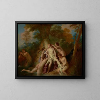 Diane and her nymphs bathing - Jean-François de Troy — framed artwork on a wall