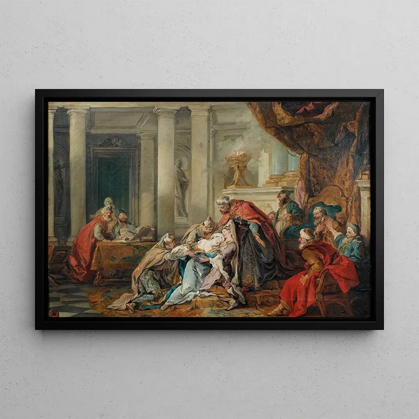 L'Évanouissement d'Esther - Jean-François de Troy — framed artwork on a wall