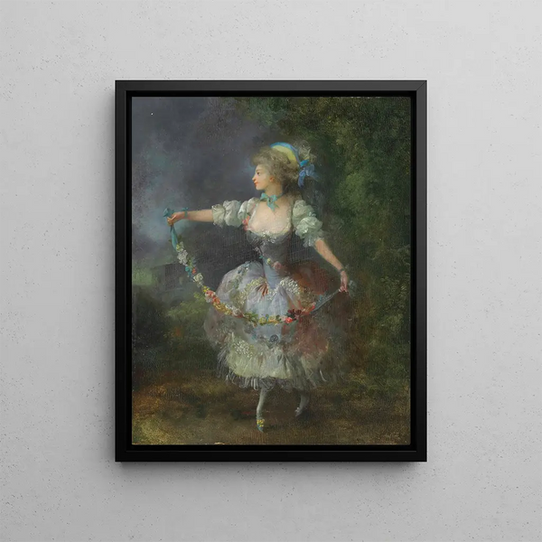 a girl dancing with a flower garland - Jean-Frédéric Schall — framed artwork on a wall