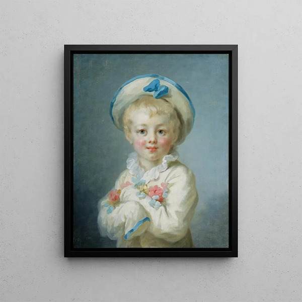 a Boy in Pierrot - Jean-Honoré Fragonard — framed artwork on a wall