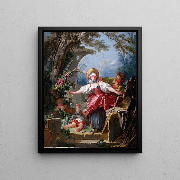 Blind Man's Buff - Jean-Honoré Fragonard — framed artwork on a wall