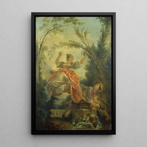 La Bascule - Jean-Honoré Fragonard — framed artwork on a wall