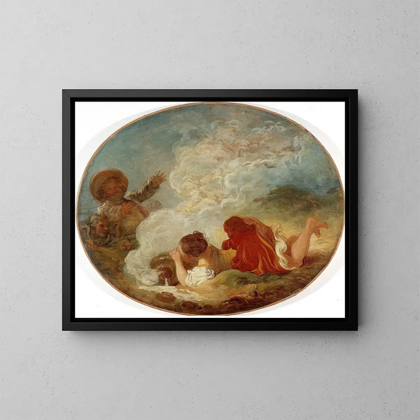 Perrette et le pot de lait - Jean-Honoré Fragonard — framed artwork on a wall