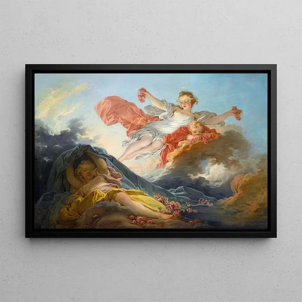 La Déesse Aurore triomphant de la Nuit - Jean-Honoré Fragonard — framed artwork on a wall