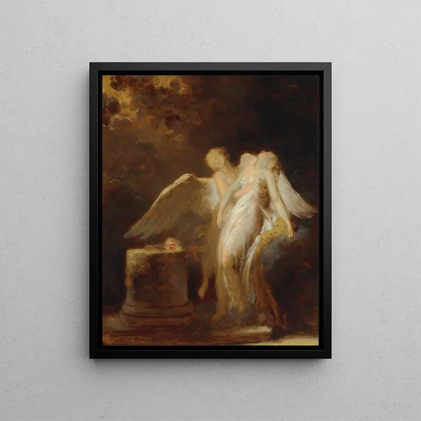 The Sacrifice of the Rose - Jean-Honoré Fragonard — framed artwork on a wall