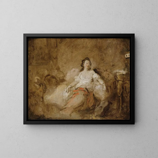 Young woman in a negligee in an interior - Jean-Honoré Fragonard — framed artwork on a wall