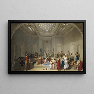 a female Turkish bath - Jean-Jacques-François Le Barbier — framed artwork on a wall