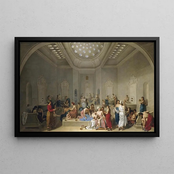 a female Turkish bath - Jean-Jacques-François Le Barbier — framed artwork on a wall