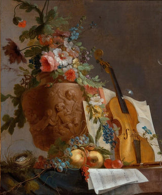JeanJacques Bachelier - Still life with flowers and a violin.webp