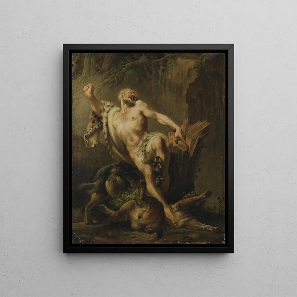 La Fin tragique de Milon de Crotone - Jean-Jacques Bachelier — framed artwork on a wall