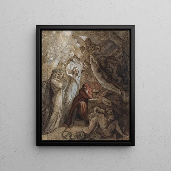 Dante meditating on the Divine Comedy - Jean-Jacques Feuchère — framed artwork on a wall