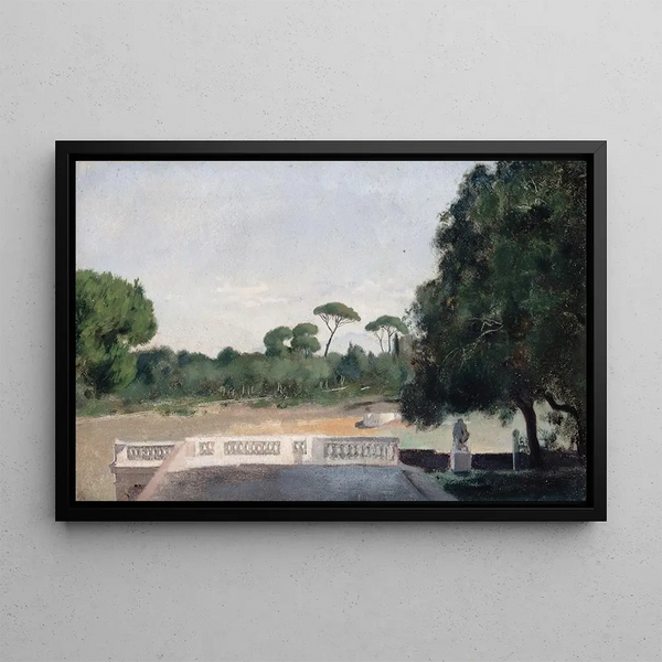 Gardens of the Villa Borghese seen from Villa Medici Rome - Jean-Jacques Henner — framed artwork on a wall