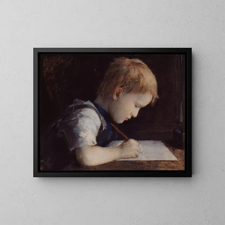 The Little Writer - Jean-Jacques Henner — framed artwork on a wall
