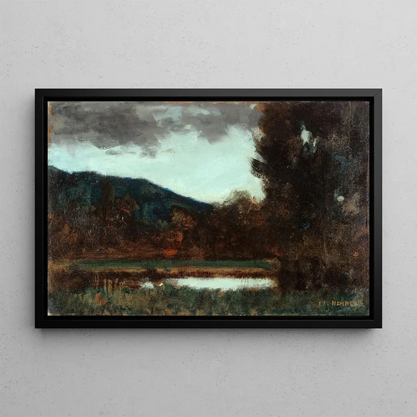 Landscape Painting of Alsace at Twilight - Jean-Jacques Henner — framed artwork on a wall