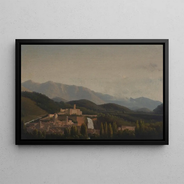 Italian landscape extended with a city - Jean-Joseph-Xavier Bidauld — framed artwork on a wall