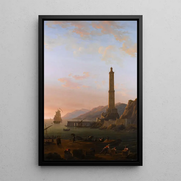 The Genoa Lighthouse - Jean-Joseph-Xavier Bidauld — framed artwork on a wall