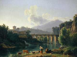 Roman landscape painting with viaduct - Jean-Joseph-Xavier Bidauld — artwork view