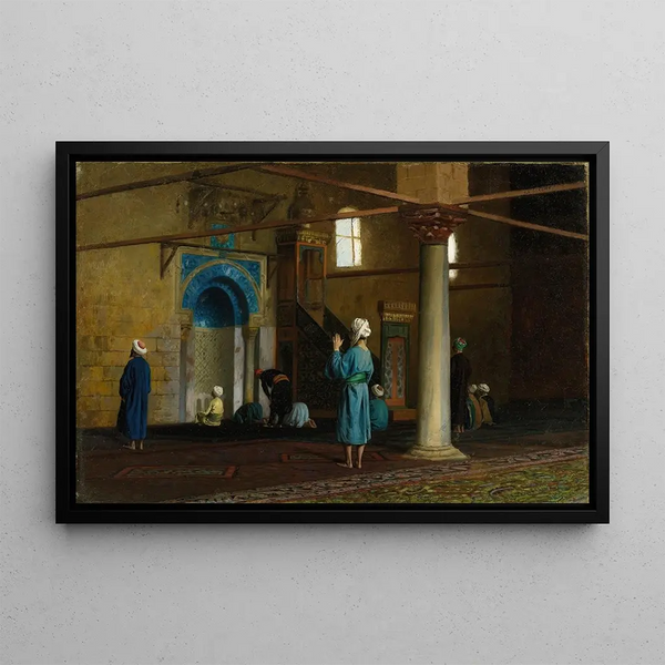 in prayer in Cairo - Jean-Léon Gérôme — framed artwork on a wall