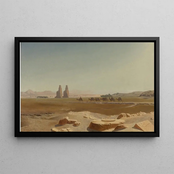 Caravane passant les colosses de Memnon Thèbes - Jean-Léon Gérôme — framed artwork on a wall