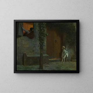 Cupid at the door under the storm - Jean-Léon Gérôme — framed artwork on a wall
