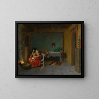The Shivering Members of Cupid, the Hot Coals - Jean-Léon Gérôme — framed artwork on a wall