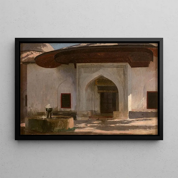 Fontaine at the entrance of a monument probably in Egypt - Jean-Léon Gérôme — framed artwork on a wall