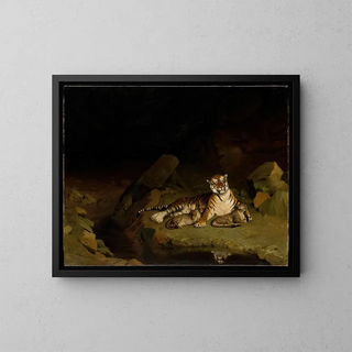Tiger and Its Cubs - Jean-Léon Gérôme — framed artwork on a wall