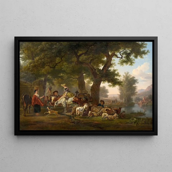 La halte - Jean-Louis Demarne — framed artwork on a wall
