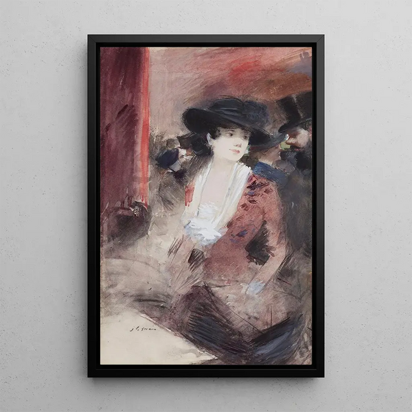 At the Theater Fireplace - Jean-Louis Forain — framed artwork on a wall