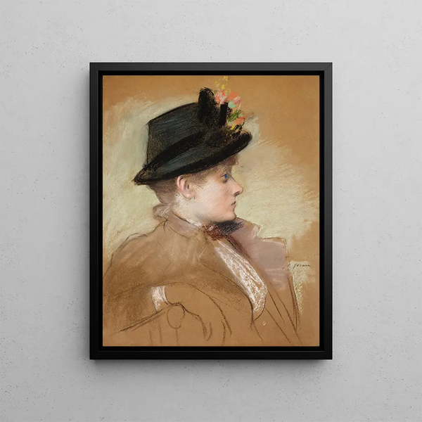 Portrait of a young elegant woman with a hat - Jean-Louis Forain — framed artwork on a wall