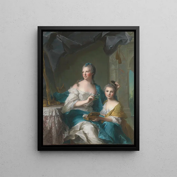 Madame Marsollier and her daughter - Jean-Marc Nattier — framed artwork on a wall