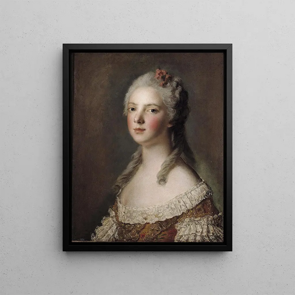 Portrait painting of Marie-Adélaïde of France, daughter of Louis XV, known as Madame Adélaïde - Jean-Marc Nattier — framed artwork on a wall