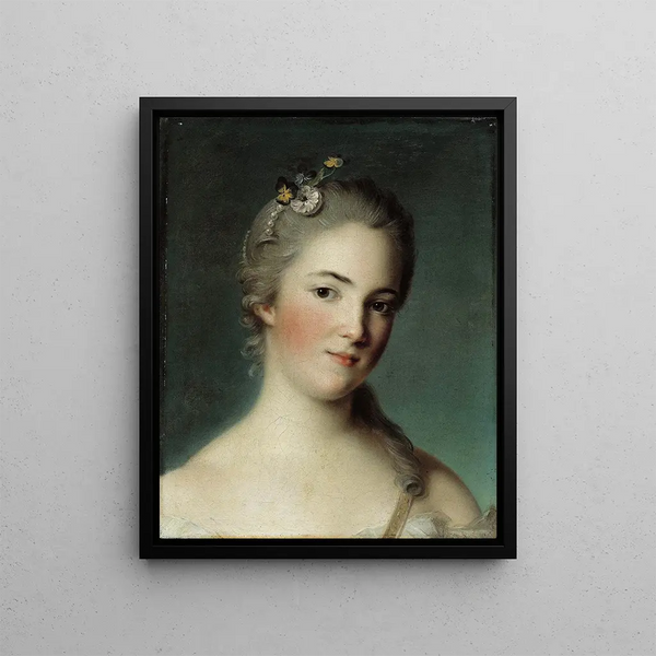Portrait of Marie-Geneviève Boudrey - Jean-Marc Nattier — framed artwork on a wall