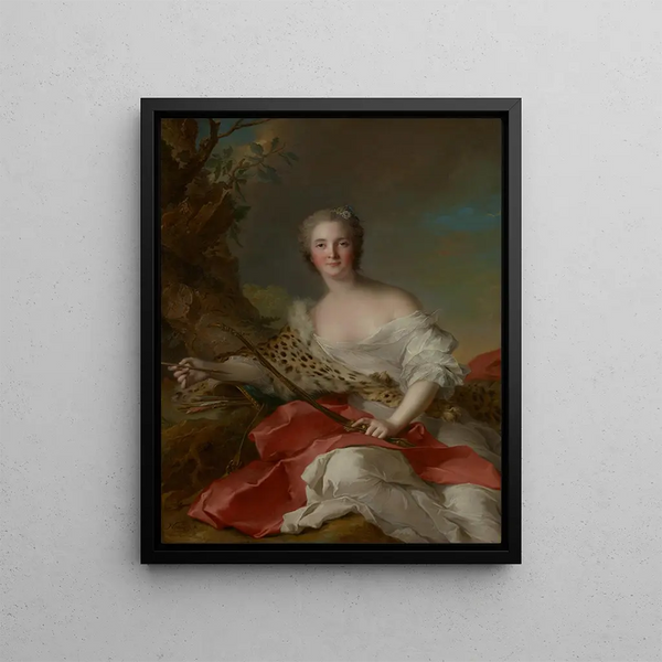 Portrait of Constance-Gabrielle-Magdeleine Bonnier de la Mosson as Diana - Jean-Marc Nattier — framed artwork on a wall