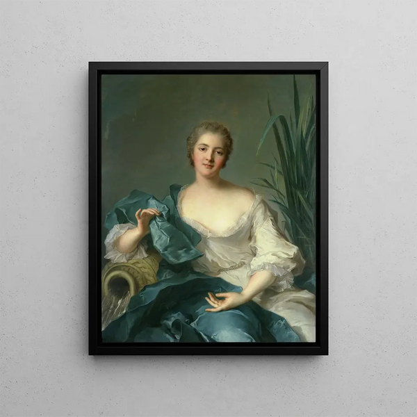 Portrait painting of Madame Marie-Henriette Berthelot de Pléneuf - Jean-Marc Nattier — framed artwork on a wall