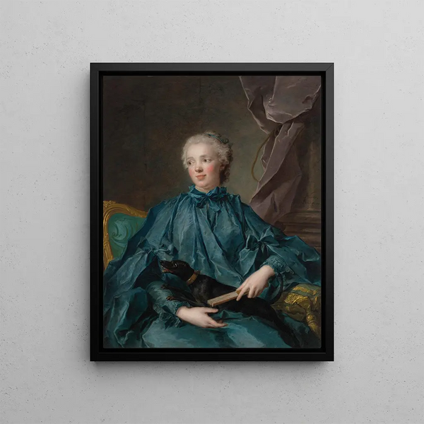 Portrait of Marie Rose Larlan de Rochefort Marquise de Nétumières - Jean-Marc Nattier — framed artwork on a wall