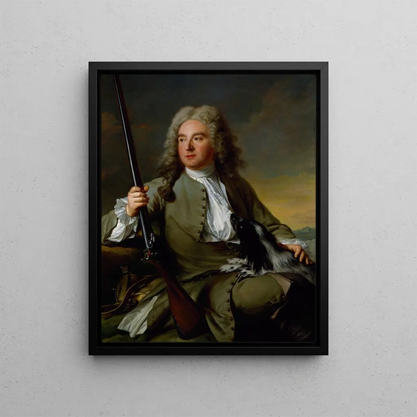 Portrait of a gentleman in hunter - Jean-Marc Nattier — framed artwork on a wall