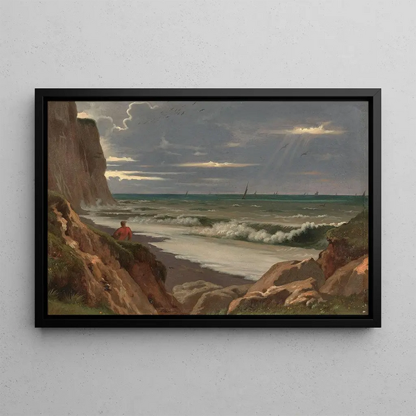 Falaise en bord de mer en Normandie - Jean-Paul Flandrin — framed artwork on a wall