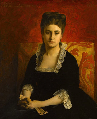 JeanPaul Laurens - Portrait de femme en robe noire tenant un gant.webp