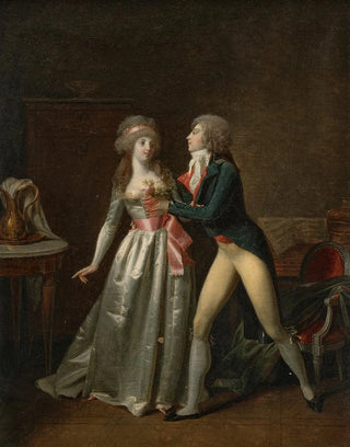 JeanSimon Fournier - A young man proposing to a lady in an interior.webp