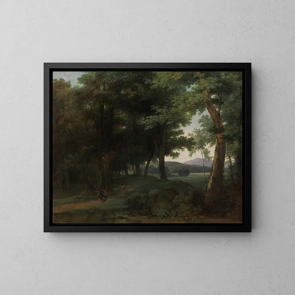 A forest with Apollo and Daphne - Jean-Victor Bertin — framed artwork on a wall