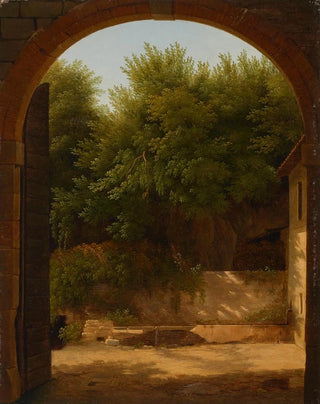 JeanVictor Bertin - A view of a sunlit courtyard with a trough seen through an archway.webp
