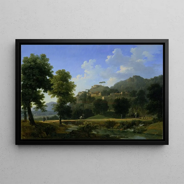Italian landscape painting - Jean-Victor Bertin — framed artwork on a wall