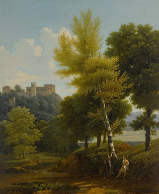 JeanVictor Bertin - View of a brook in the countryside a castle in the hillside above with Pris and Oenone in the foreground.webp